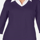 Karen Scott Women's Layered Look Cotton Top Purple Size -Petite S