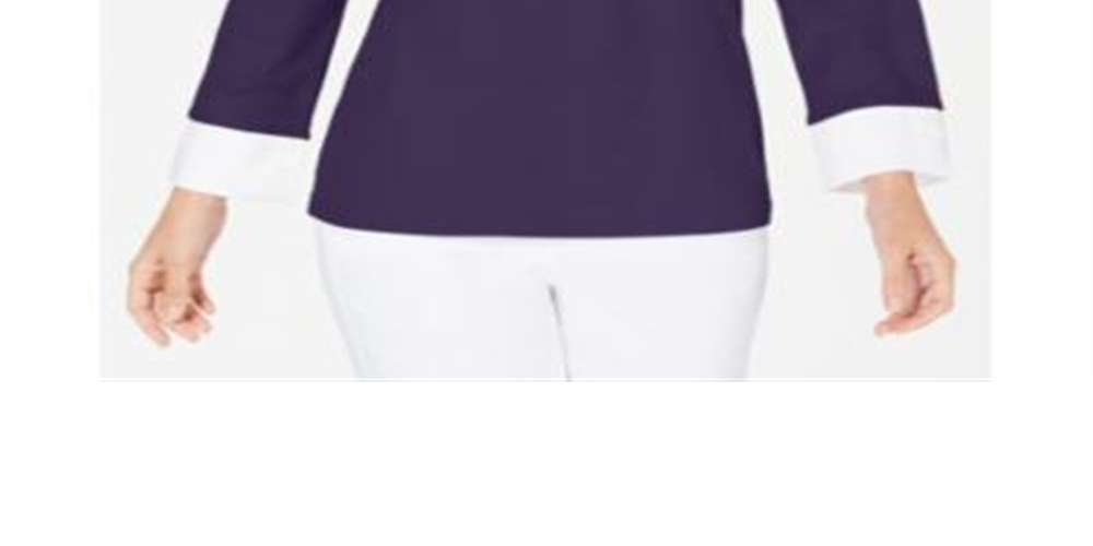 Karen Scott Women's Layered Look Cotton Top Purple Size -Petite S