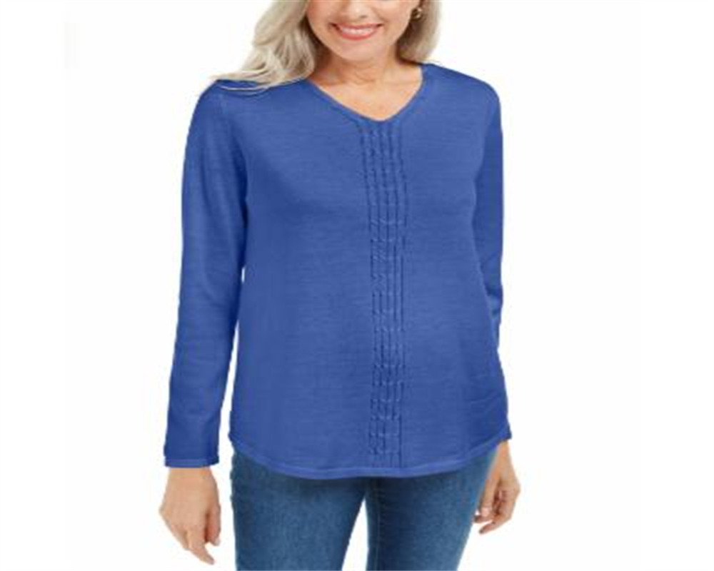 Karen Scott Women's Cotton Cable Knit Sweater Blue Size XX-Large