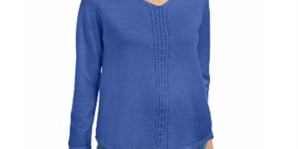 Karen Scott Women's Cotton Cable Knit Sweater Blue Size XX-Large