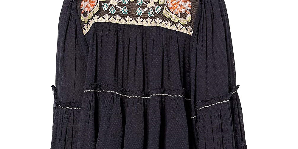 Free People Women's Vivid Color Top Black Size Medium