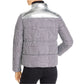 Calvin Klein Women's Houndstooth Print Metallic Trim Puffer Jacket Grey Size Small