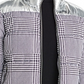 Calvin Klein Women's Houndstooth Print Metallic Trim Puffer Jacket Grey Size Small
