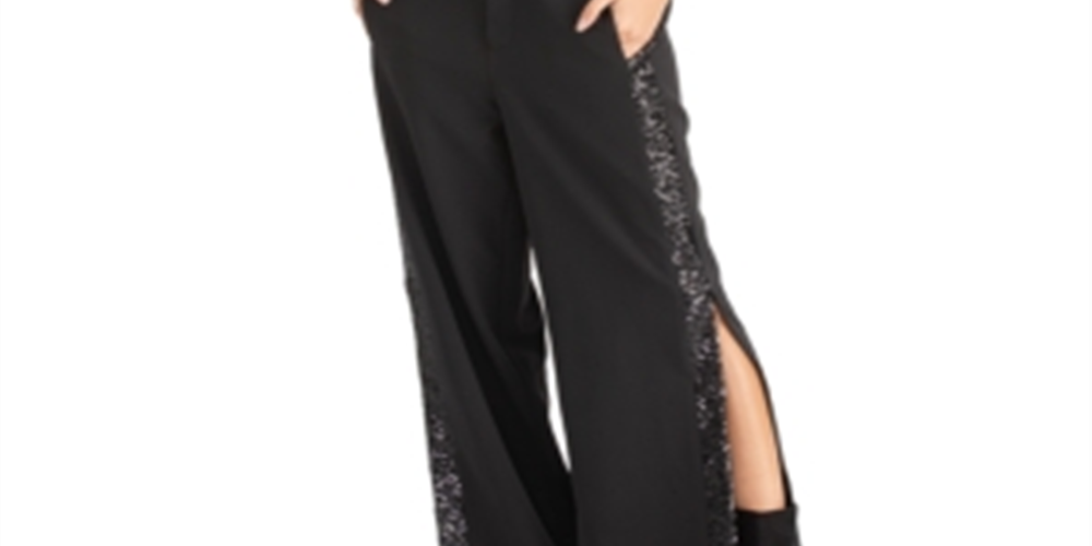 Rachel Roy Women's Rani High Rise Paillettes Pants Black Size 14