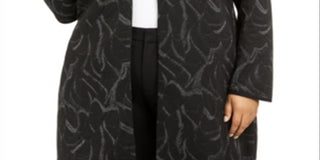 Alfani Women's Plus Jacquard Metallic Collared Sweater Black Size 0X