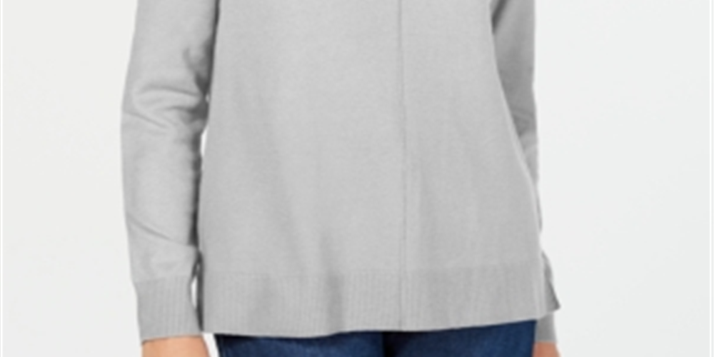 Karen Scott Women's V Neck Pullover Sweater Gray Size Large