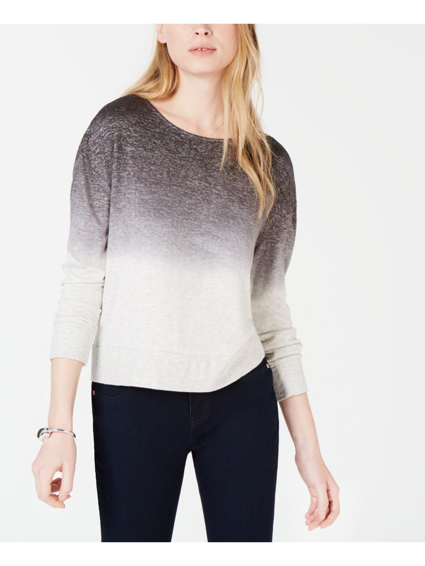 Bar III Women's Dip Dye Pullover Sweater Gray Size X-Small