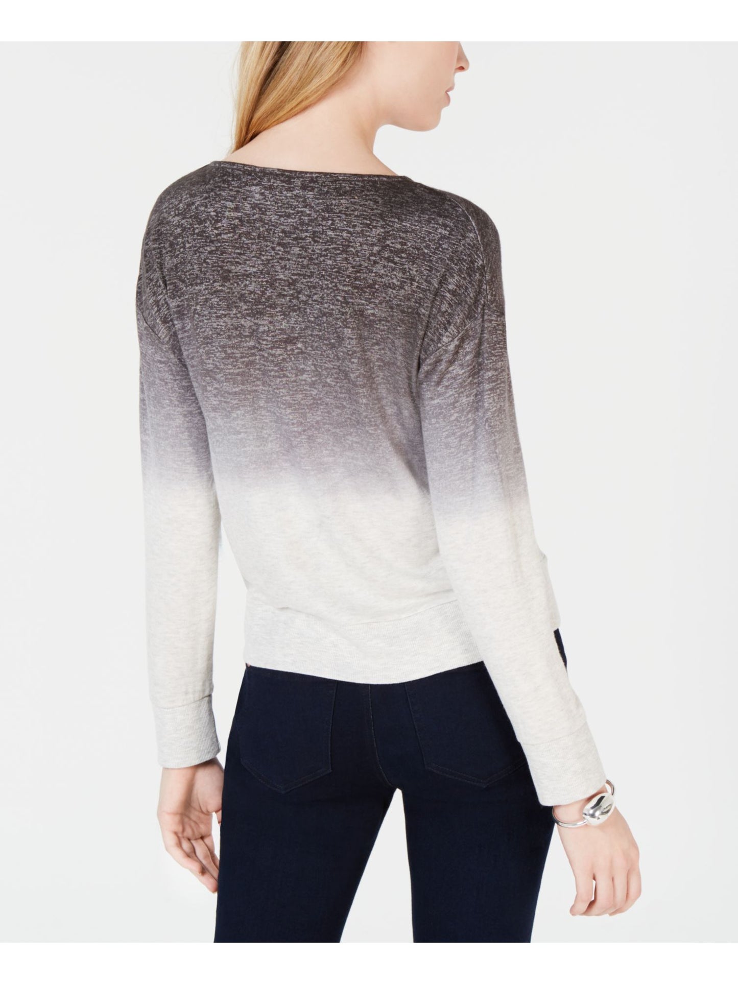 Bar III Women's Dip Dye Pullover Sweater Gray Size X-Small