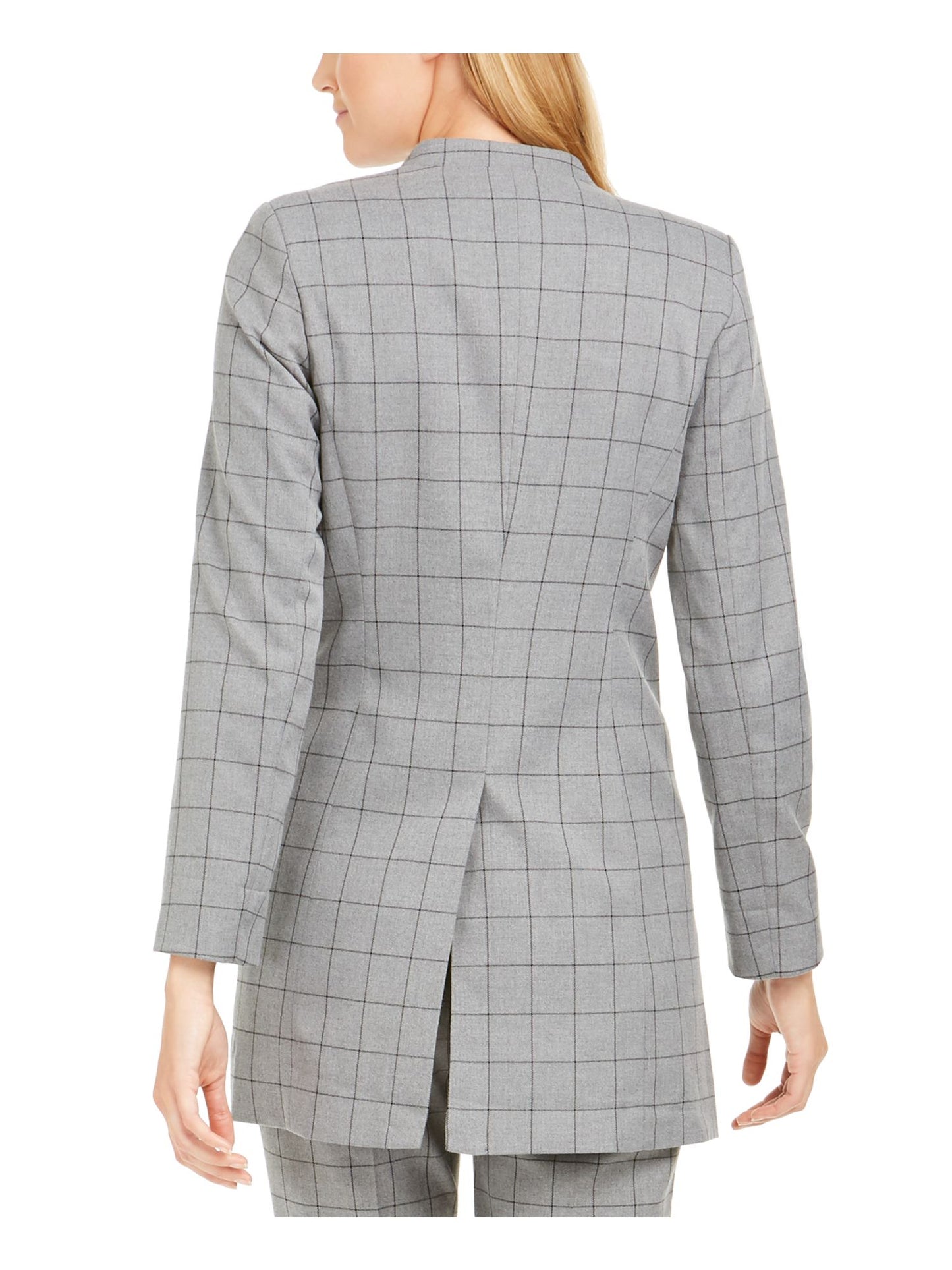 Calvin Klein Women's Plaid Wear to Work Blazer Jacket Gray Size 10 Petite