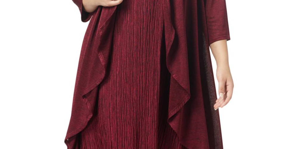 R&M Richards Women's Plus a Line Special Occasion Dress with Jacket Red Size 14W