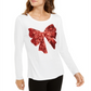INC International Concepts Women's Sequin Bow Top White Size M
