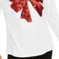 INC International Concepts Women's Sequin Bow Top White Size M