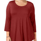 JM Collection Women's Scoopneck Top Red Size 2X