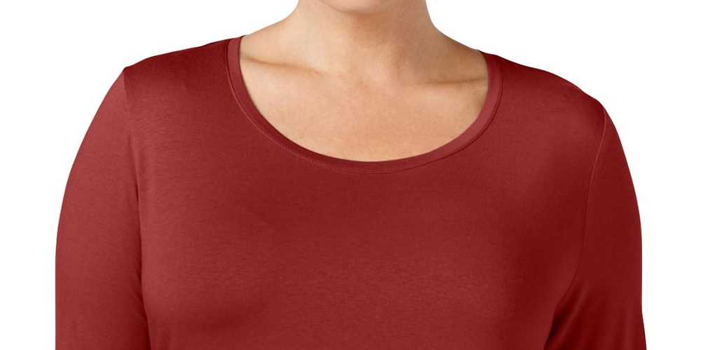JM Collection Women's Scoopneck Top Red Size 2X