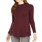 Style & Co Women's Mock Neck Lace up Ribbed Knit Sweater Purple Size XL
