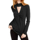 INC International Concepts Women's Mock Neck Keyhole Twist Sweater  Black Size L