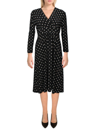 Anne Klein Women's Printed Faux Wrap Dress Black Size XX-Small