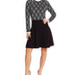 CeCe Women's Ruffled Collar Jacquard Fit & Flare Sweater Dress Black Size S