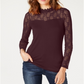 INC International Concepts Women's Lace Yoke Top Port SizeXS