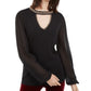 INC International Concepts Women's Studded Keyhole Sweater Black Size M