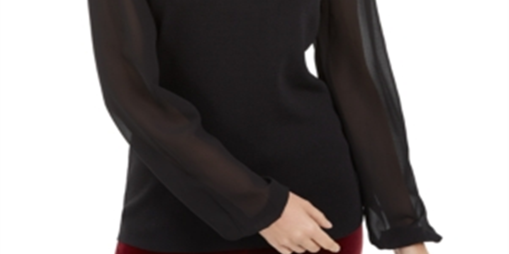 INC International Concepts Women's Studded Keyhole Sweater Black Size M