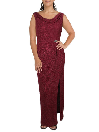 Alex Evenings Women's Sleeveless Maxi Evening Dress Red Size 14