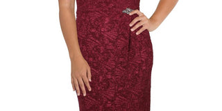 Alex Evenings Women's Sleeveless Maxi Evening Dress Red Size 14