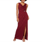 Alex Evenings Women's Sleeveless Maxi Evening Dress Red Size 14