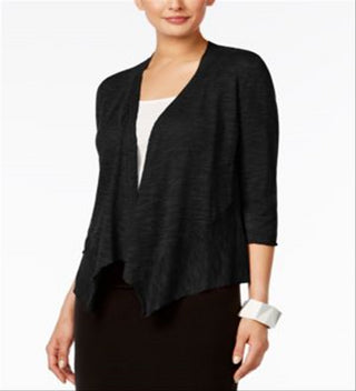 Alfani Women's Linen Open Front Cardigan Sweater Black Size -PP