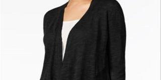 Alfani Women's Linen Open Front Cardigan Sweater Black Size -PP