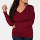 Karen Scott Women's Cable Knit V Neck Sweater Red Size Petite Small