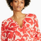 Alfani Women's Sheer Patterned Long Sleeve V Neck Tunic Top Red Size Medium