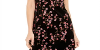Calvin Klein Women's Embroidered Floral Short Sleeve Jewel Neck Short Sheath Party Dress Black Size 8