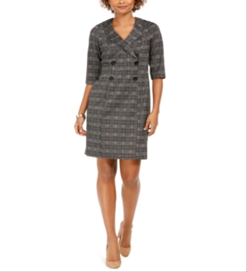 Connected Women's 3/4 Sleeve Short Sheath Dress Black Size 10