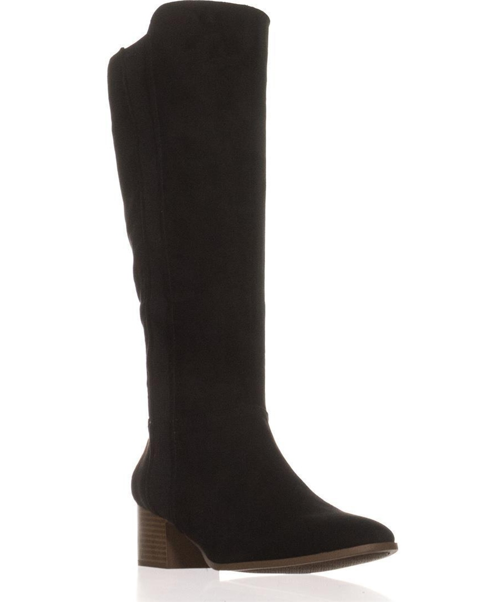 Style & Co. Womens Finnly Suede Closed Toe Over Knee Fashion, Black, Size 6