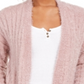 Hippie Rose Juniors' Fuzzy Rib-Knit Cardigan Faded Mauve Pink Size Medium