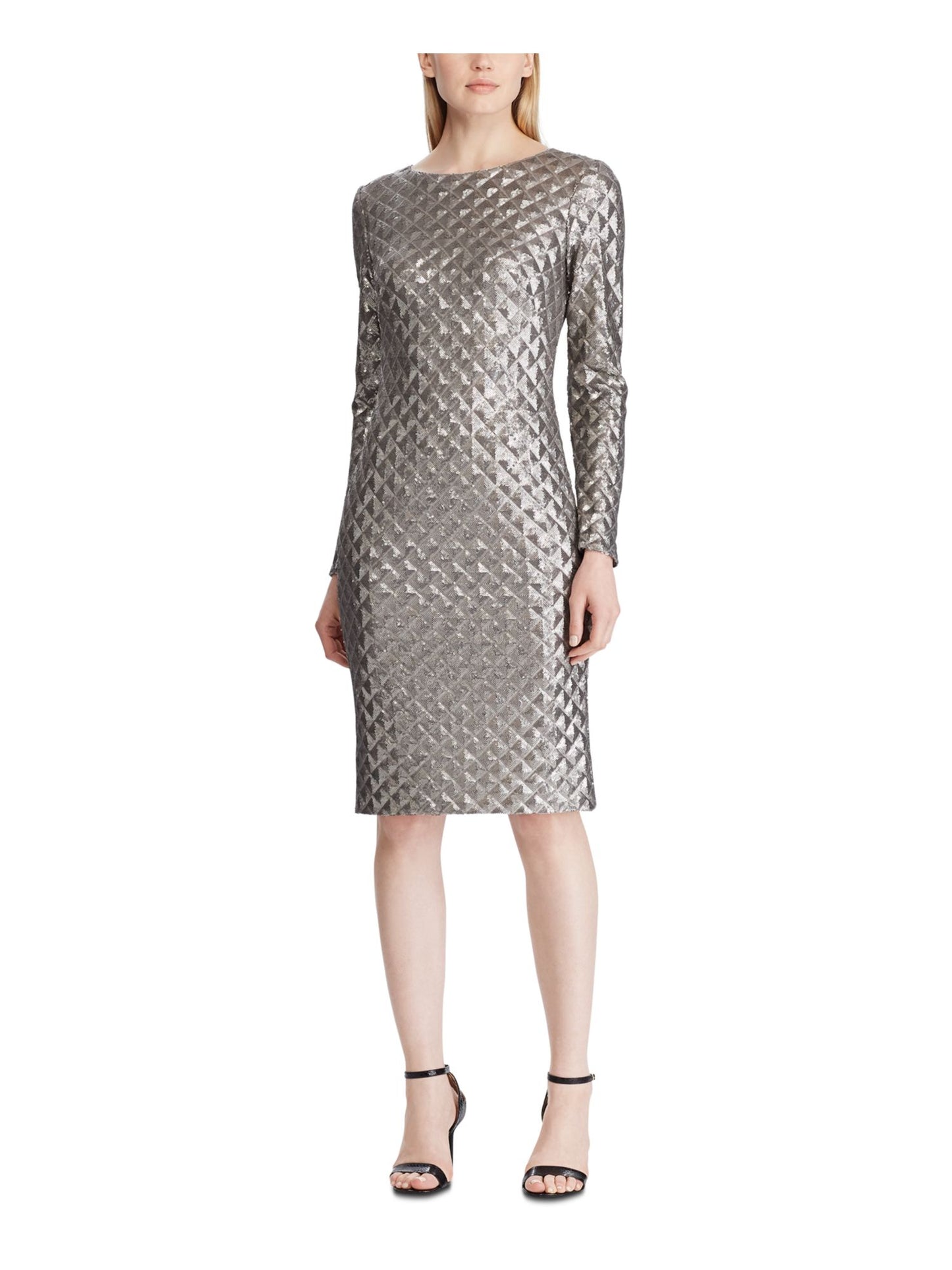 Ralph Lauren Women's Quilted Sequined Cocktail Dress Brown Size 12