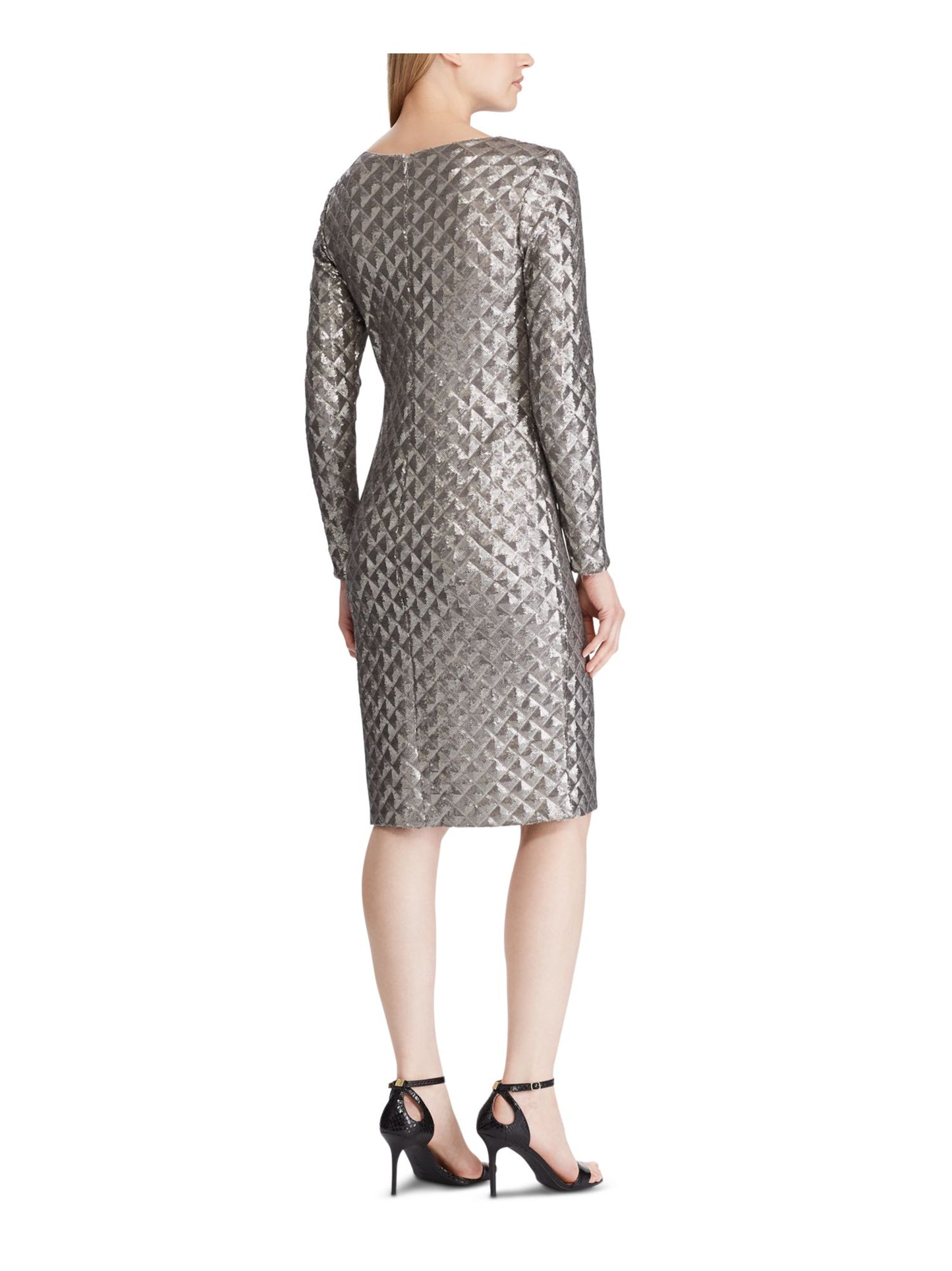 Ralph Lauren Women's Quilted Sequined Cocktail Dress Brown Size 12