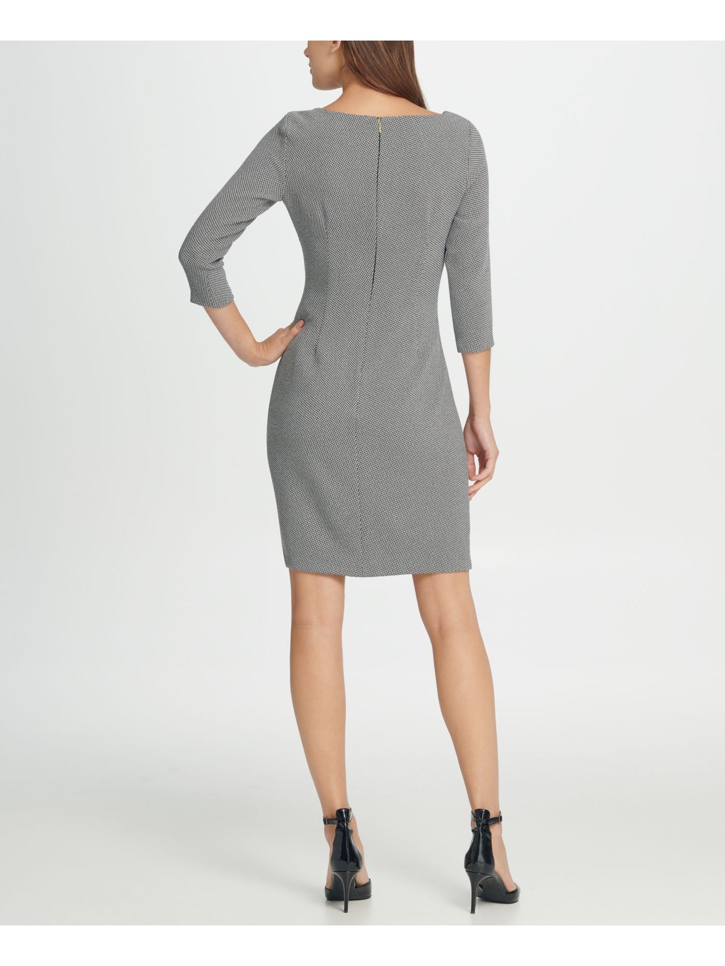 DKNY Women's  3/4 Sleeve Above the Knee Sheath Formal Dress  Black Size 8