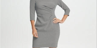 DKNY Women's  3/4 Sleeve Above the Knee Sheath Formal Dress  Black Size 8