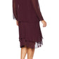 SL Fashions Women's Plus Embellished Dress & Jacket Burgundy Size 14W