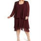 SL Fashions Women's Plus Embellished Dress & Jacket Burgundy Size 14W