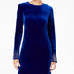 Calvin Klein Women's Long Sleeve Short Shift Cocktail Dress Blue Size 8