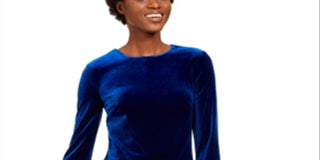 Calvin Klein Women's Long Sleeve Short Shift Cocktail Dress Blue Size 8