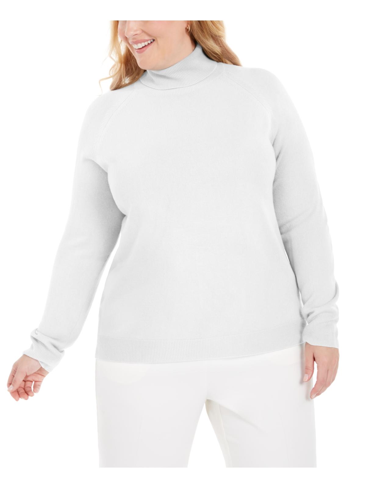 Karen Scott Women's Plus Turtleneck Luxsoft Sweater White Size  0X