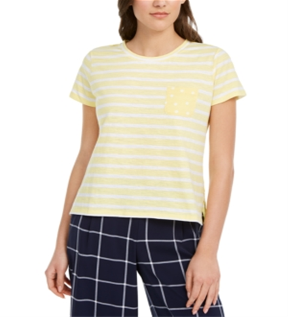 Maison Jules Women's Striped T-Shirt  Yellow Size Medium