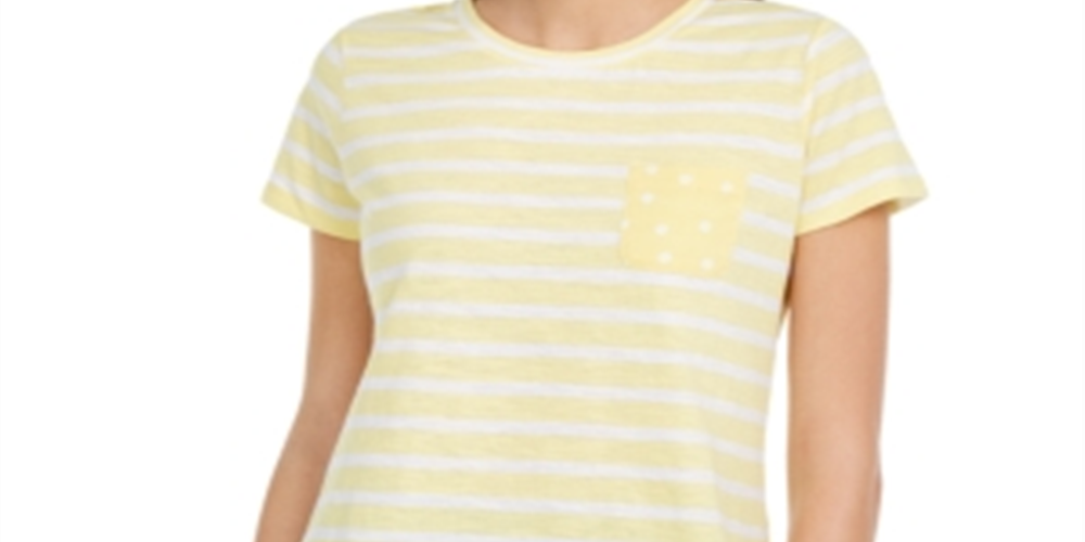 Maison Jules Women's Striped T-Shirt  Yellow Size Medium