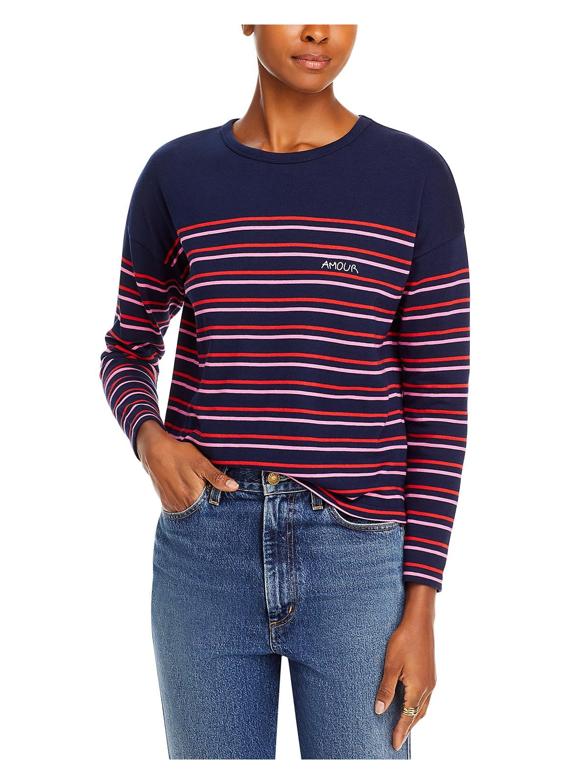 Maison Labiche Cotton Amour Long Sleeve Tee Navy Size M
