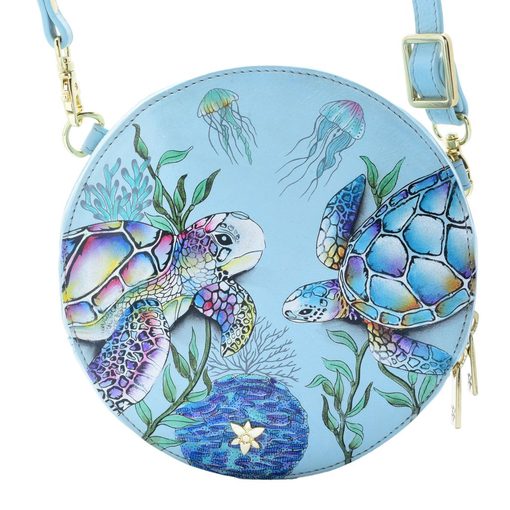 Anuschka Hand-Painted Leather Round Canteen Crossbody