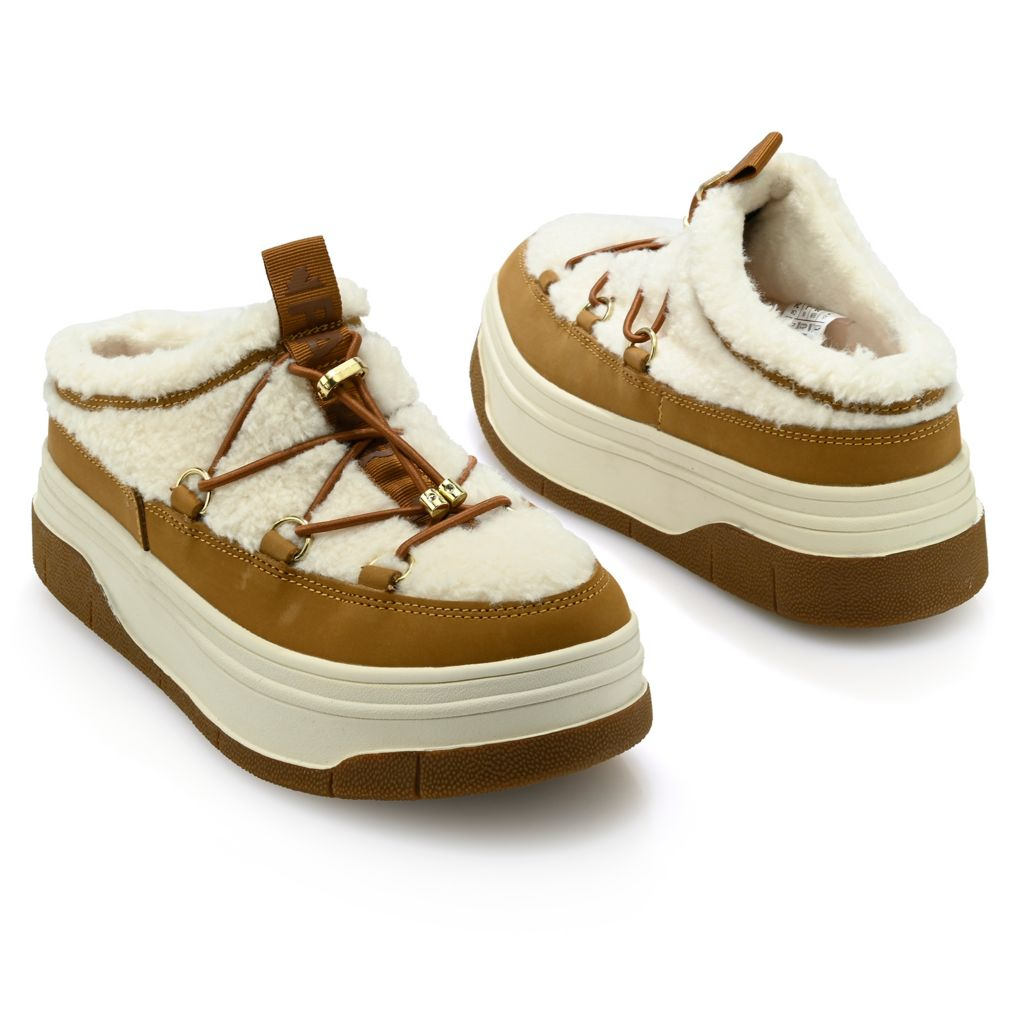 Pajar Canada "Jules" Faux Sherpa & Nubuck Sneaker Mules